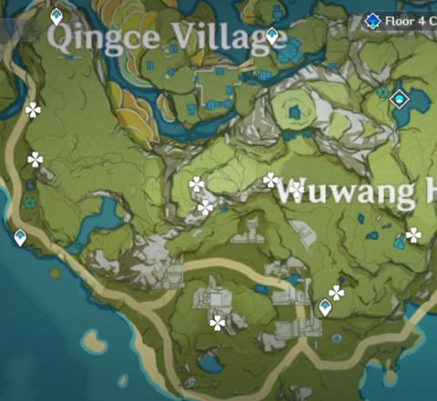 Map of Violetgrass locations near Wuwang Hill