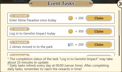 event tasks