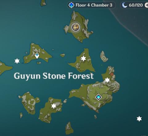 Map of Geoculus Locations in Guyun Stone Forest