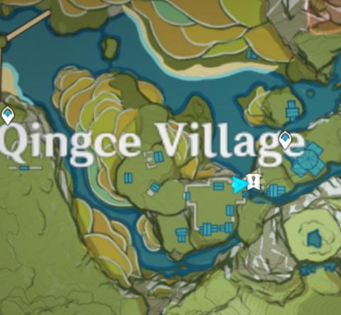 Qingce village waterwheel marked location