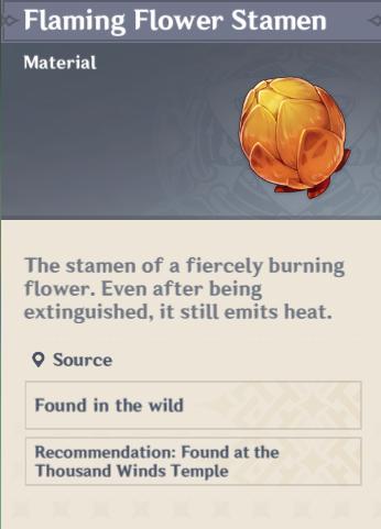 flaming flower stamen description
