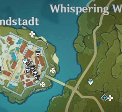 Map of Dandelion Seed locations near Mondstadt