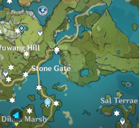 Map of Geoculus Locations in Wuwang Hill and Stone Gate