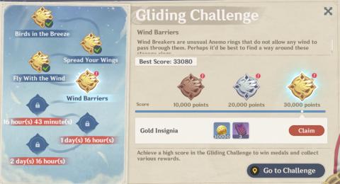 gliding challenge rewards